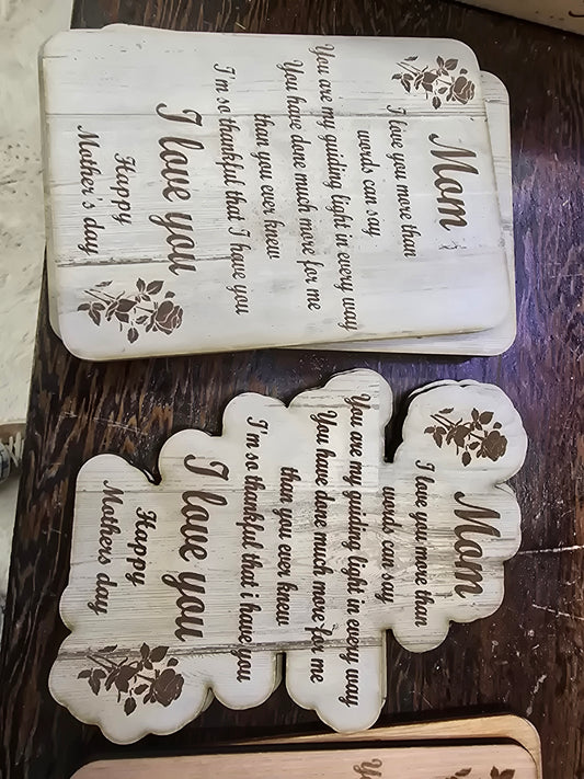 Wood Mother's Day cards