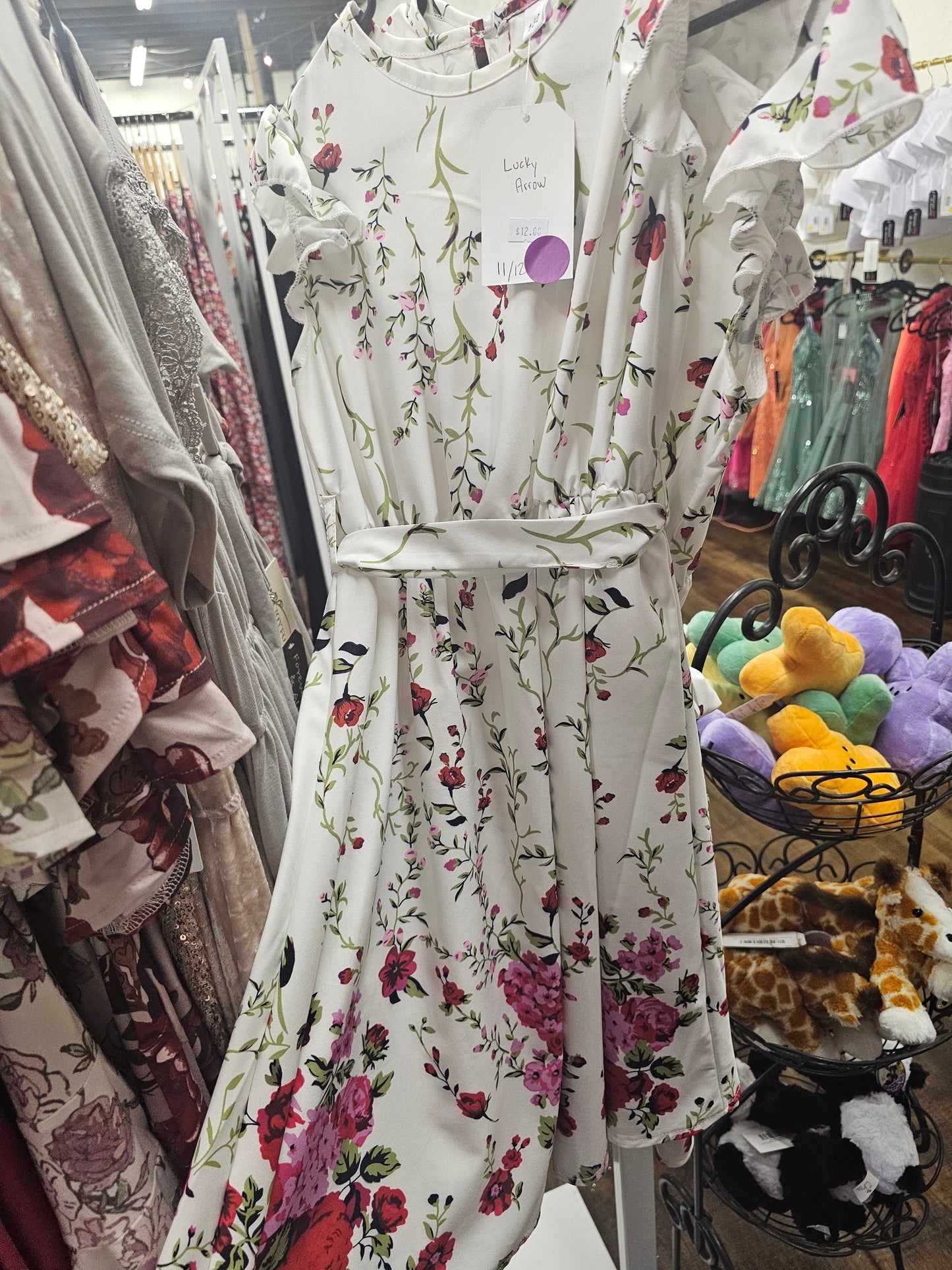 Kid White dresses with roses