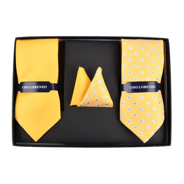 Dotted & Solid Tie with Matching Hanky Box Set