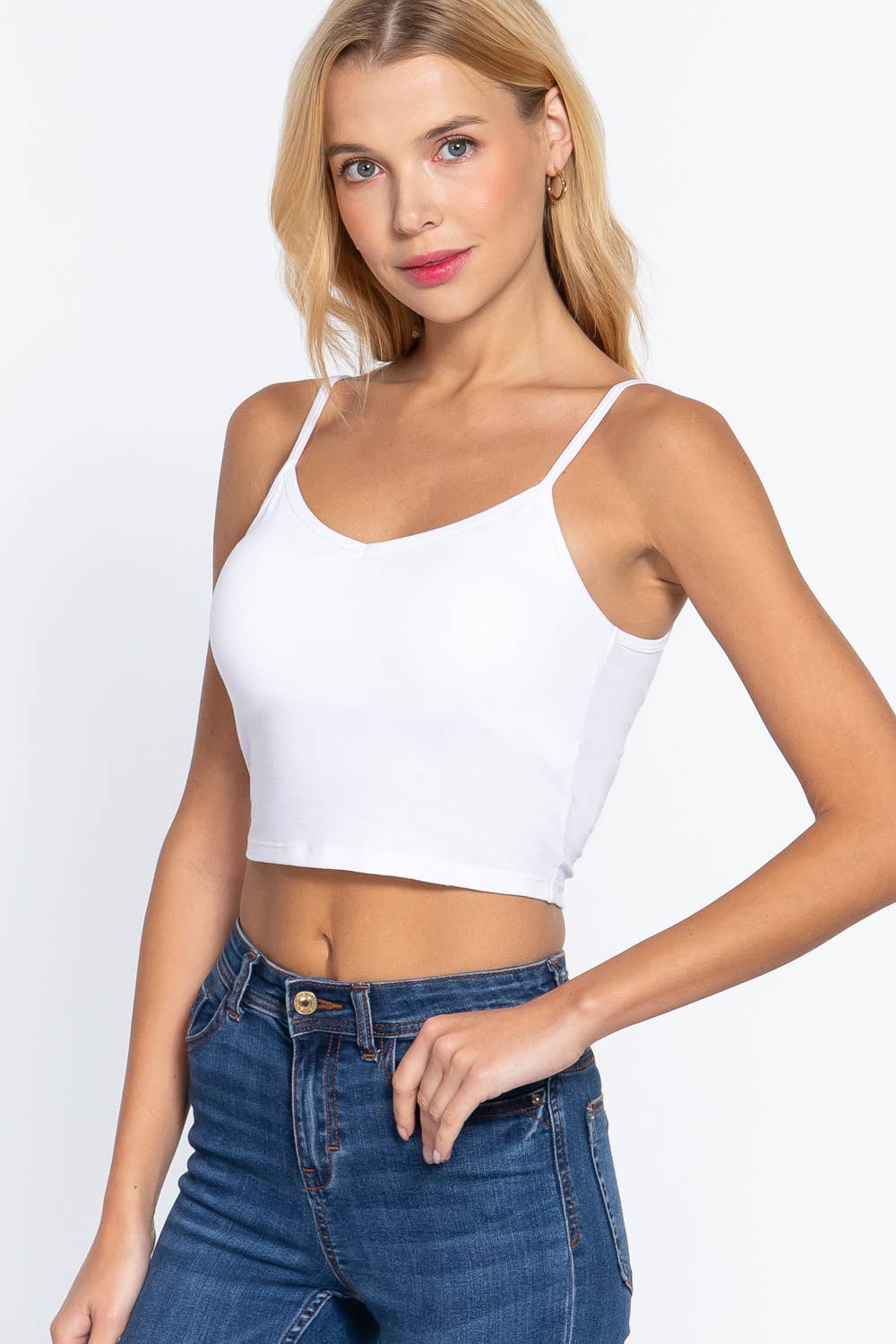 .SI-22532 FITTED REMOVABLE BRA CUP CROP CAMI