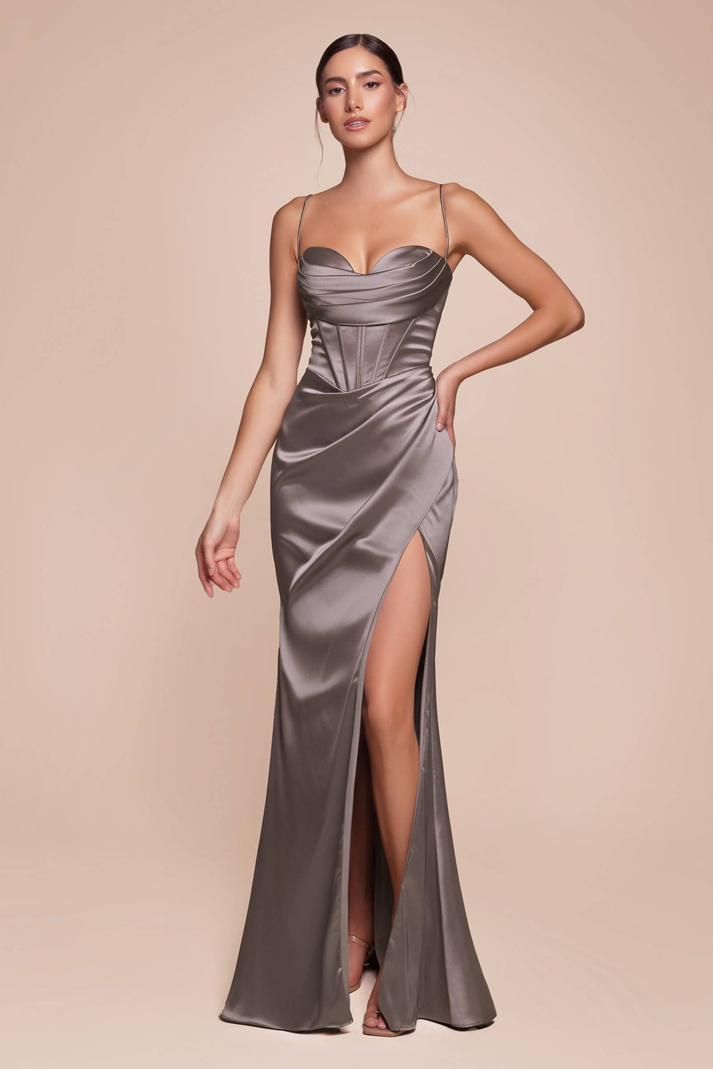 CORSET COWL SATIN GOWN