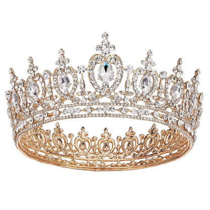 Baroque Queen Crown for Women Wedding Tiara for Bride Gold