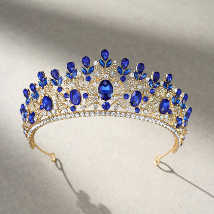 SWEETV costume crystal crowns: Blue