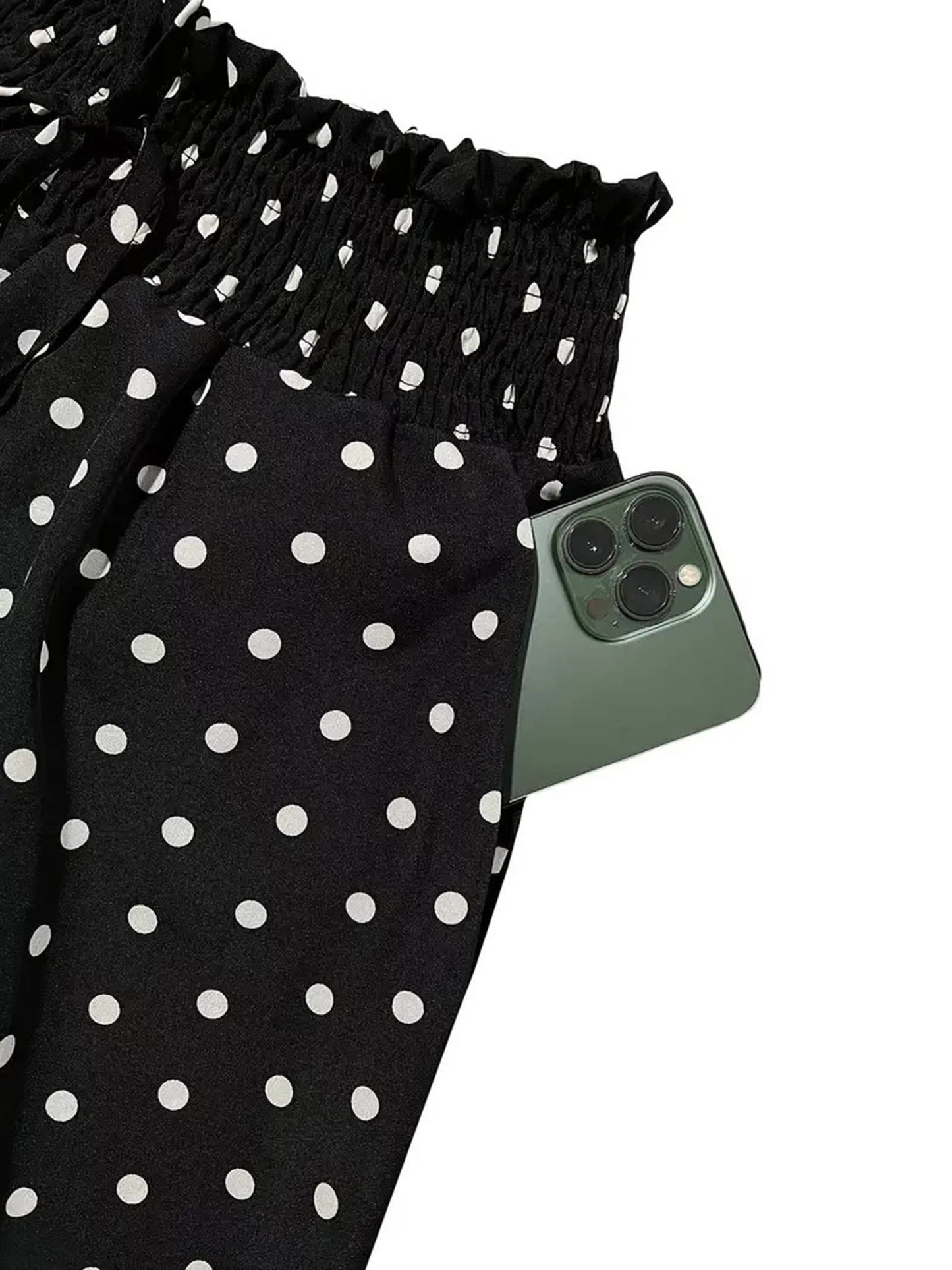 Polka Dot Printed Wide Leg Pants