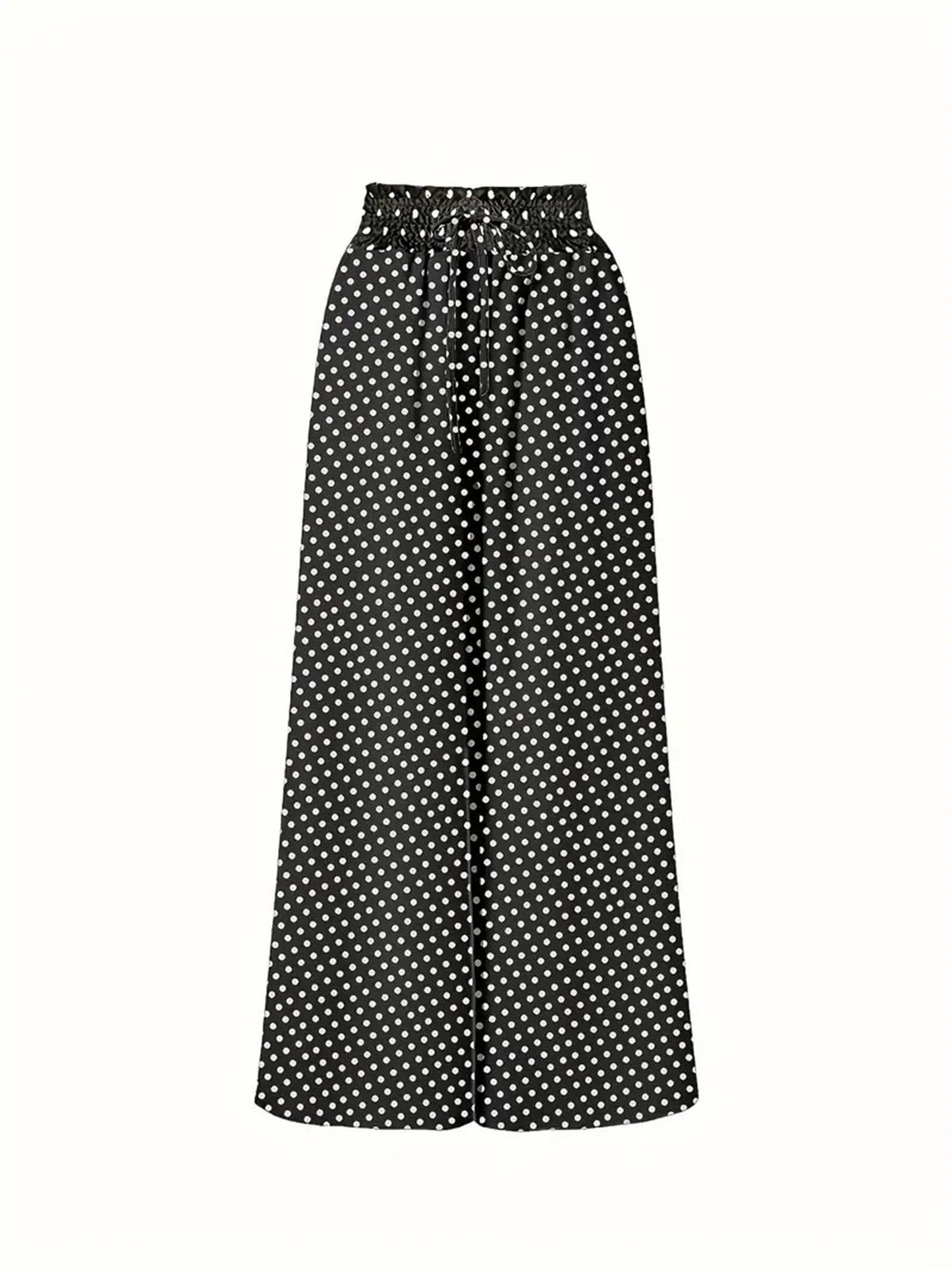 Polka Dot Printed Wide Leg Pants