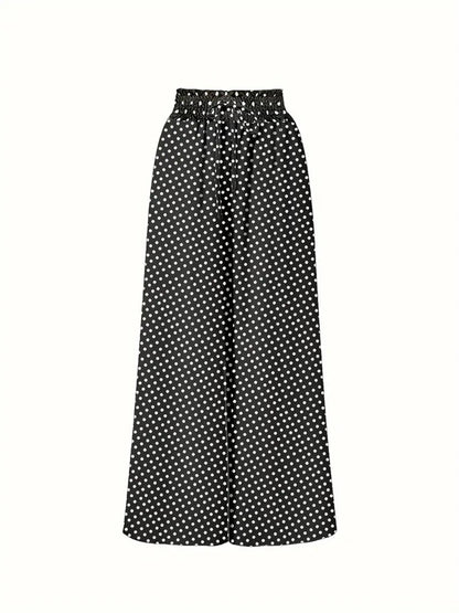 Polka Dot Printed Wide Leg Pants