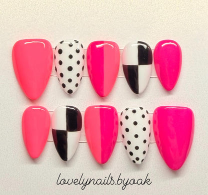 Black, White & Pink Polka Dots/Checkers
