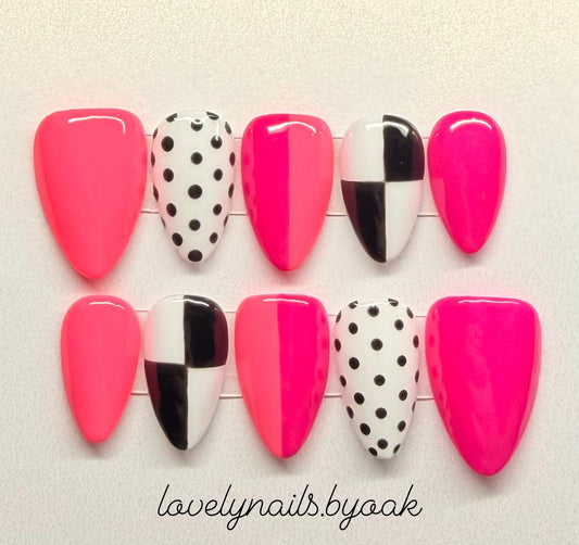 Black, White & Pink Polka Dots/Checkers