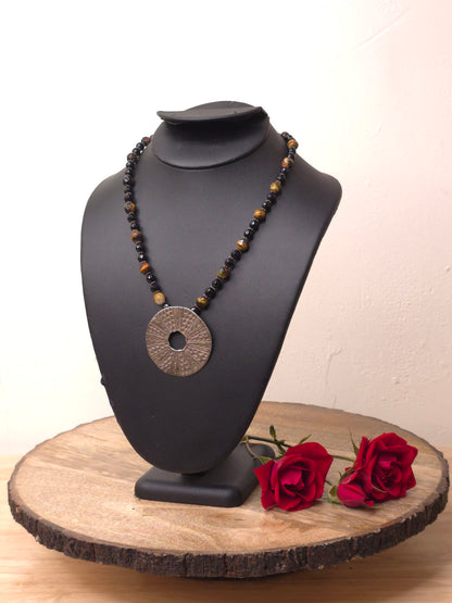 Black Onyx with Tigers Eye Pendant