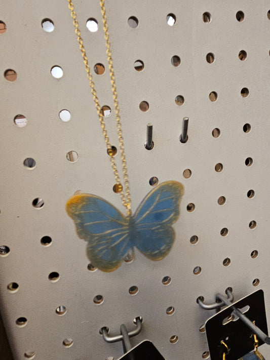 Butterfly resin necklace