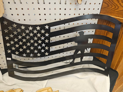 METAL Wavy Flag w/ soldier