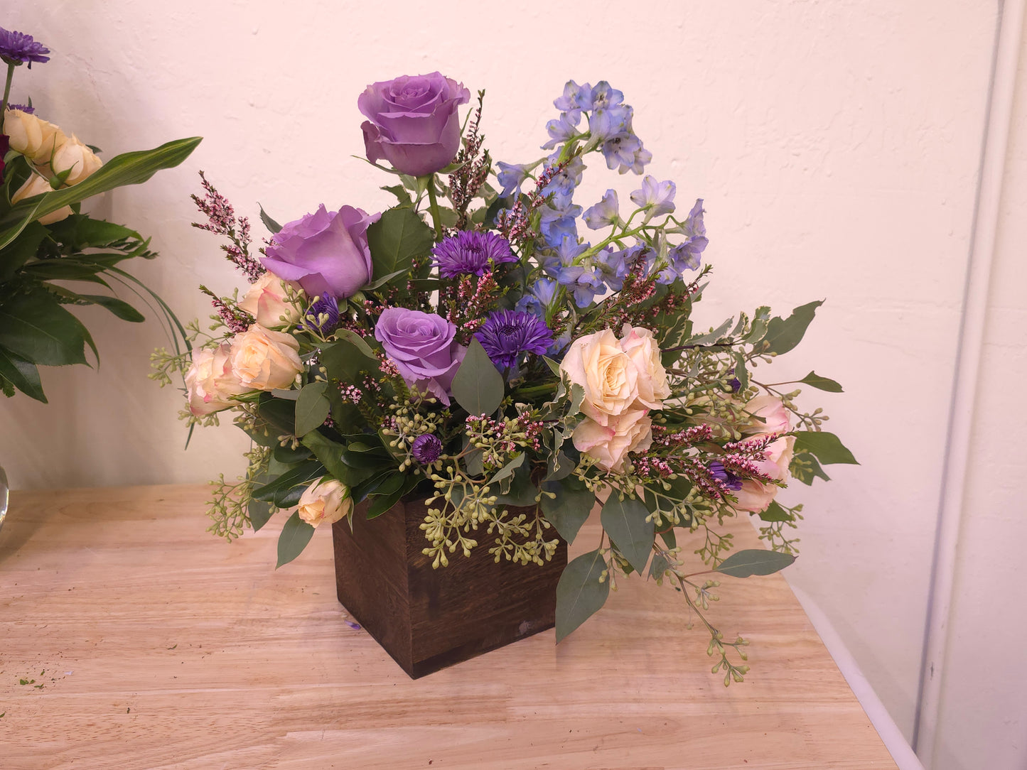 Wooden Box, purple rose
