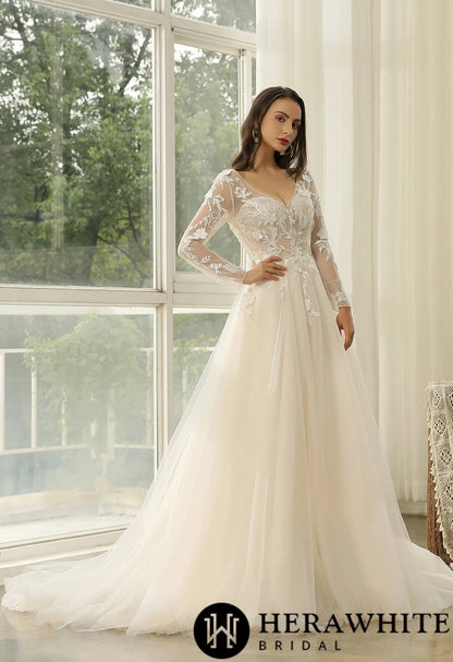 Princess Wedding Dress with Long sleeves