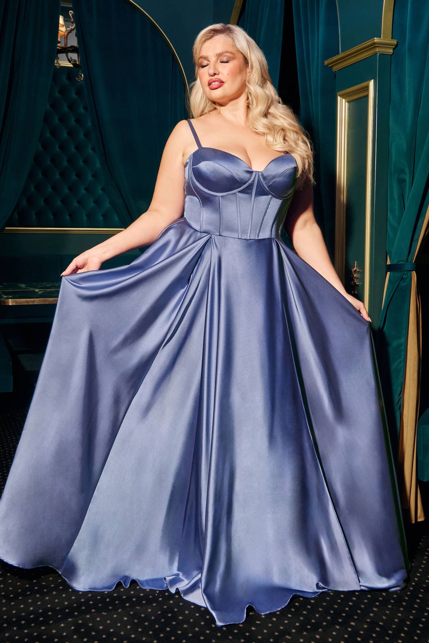 A-LINE SATIN BUSTIER DRESS