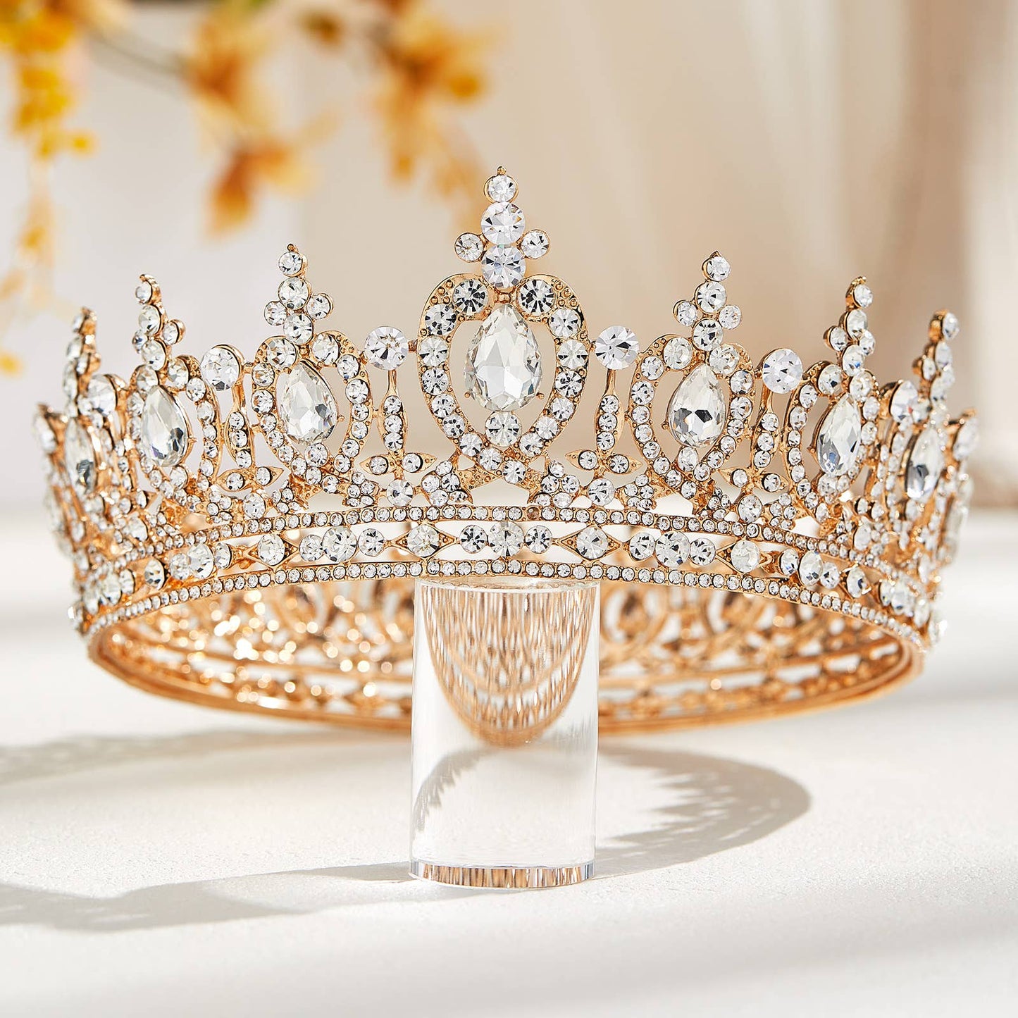 Baroque Queen Crown for Women Wedding Tiara for Bride Gold