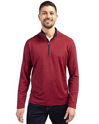 Cutter & Buck Virtue Eco Micro Stripe Mens B&T Quarter Zip
