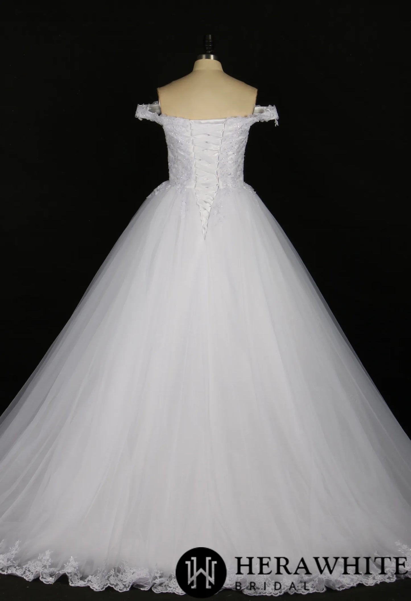 Sequined Lace Off-the-Shoulder Bridal Ballgown