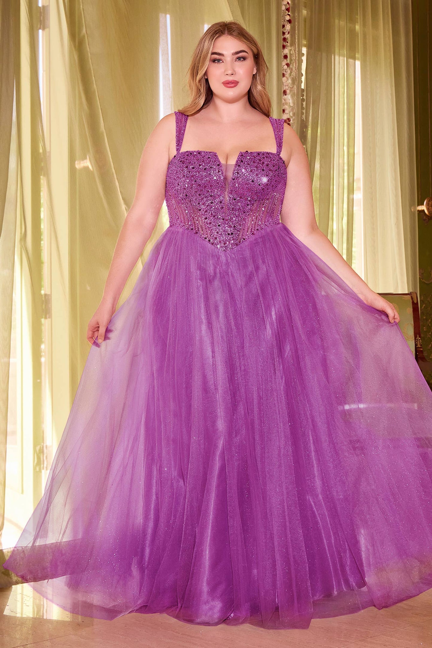 STRAPLESS A-LINE EMBELLISHED GOWN