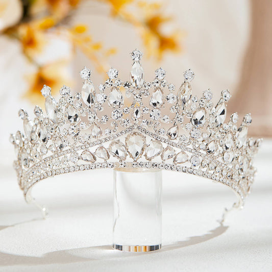 Crystal Crowns and Tiaras for Women, Queen Crown Silver