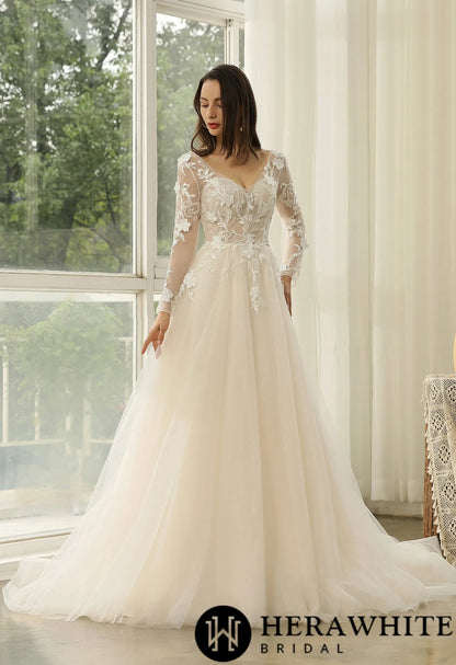 Princess Wedding Dress with Long sleeves