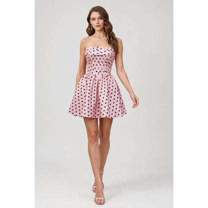 POLKA DOT CORSET A LINE MINI DRESS LACE UP BACK