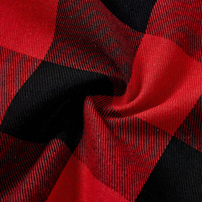 Family Christmas Kitchen Apron Red&Black Plaid 100% Cotton