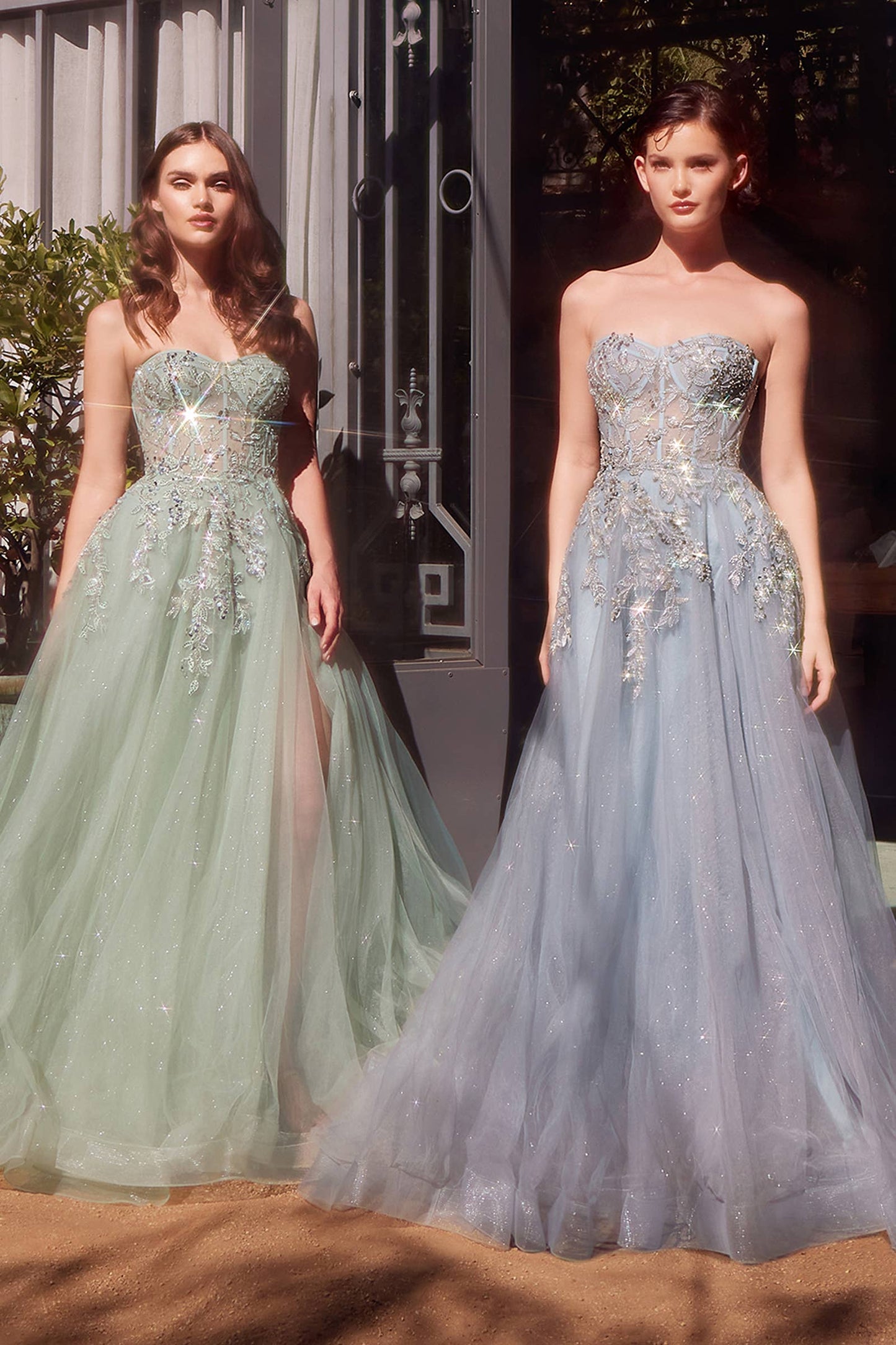 STRAPLESS CORSET EMBELLISHED BALL GOWN