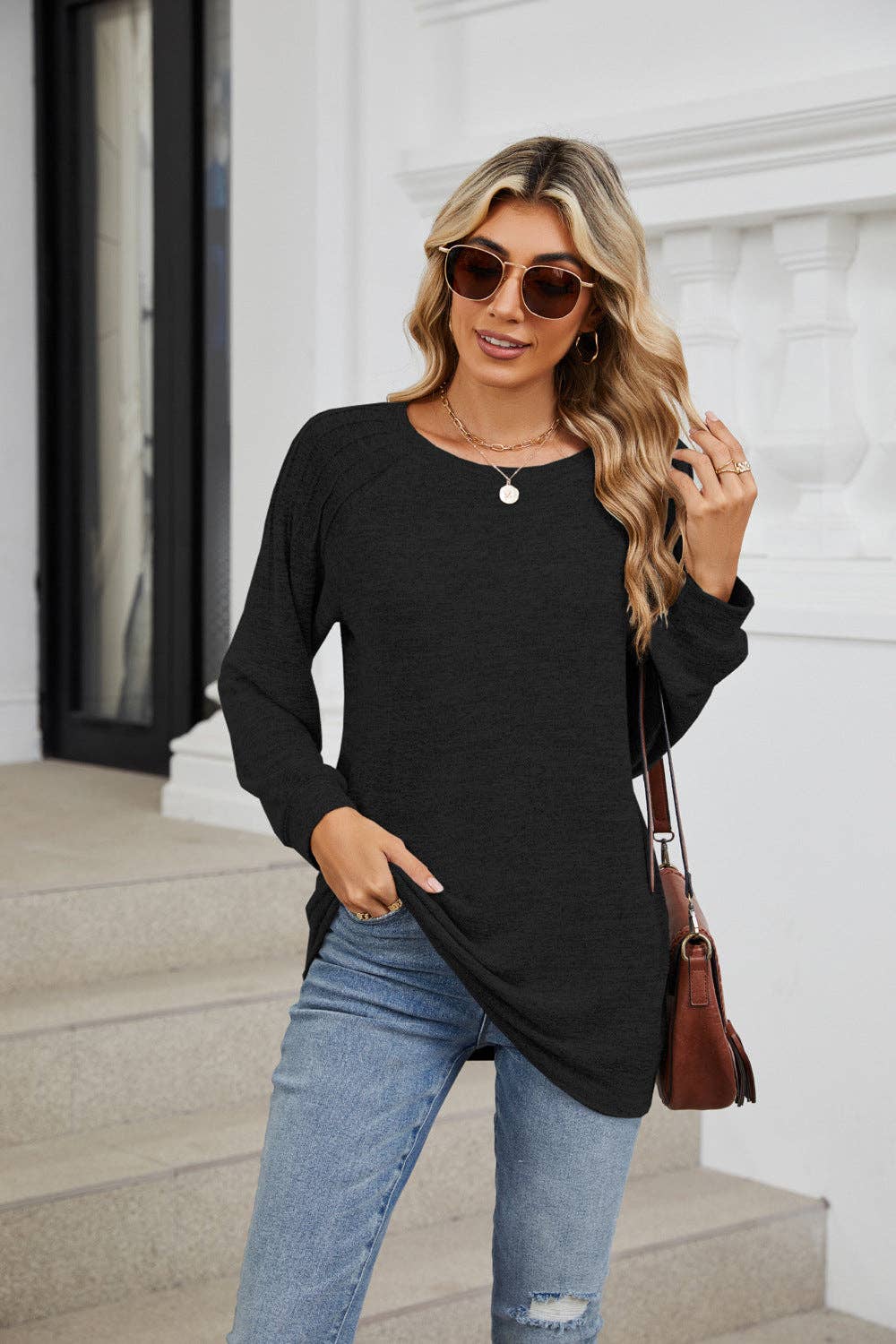Solid Loose Long-sleeve