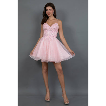 Short Corset Dress With Floral Embroidery