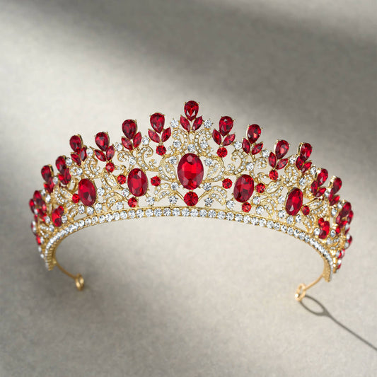 SWEETV costume crystal crowns: Red