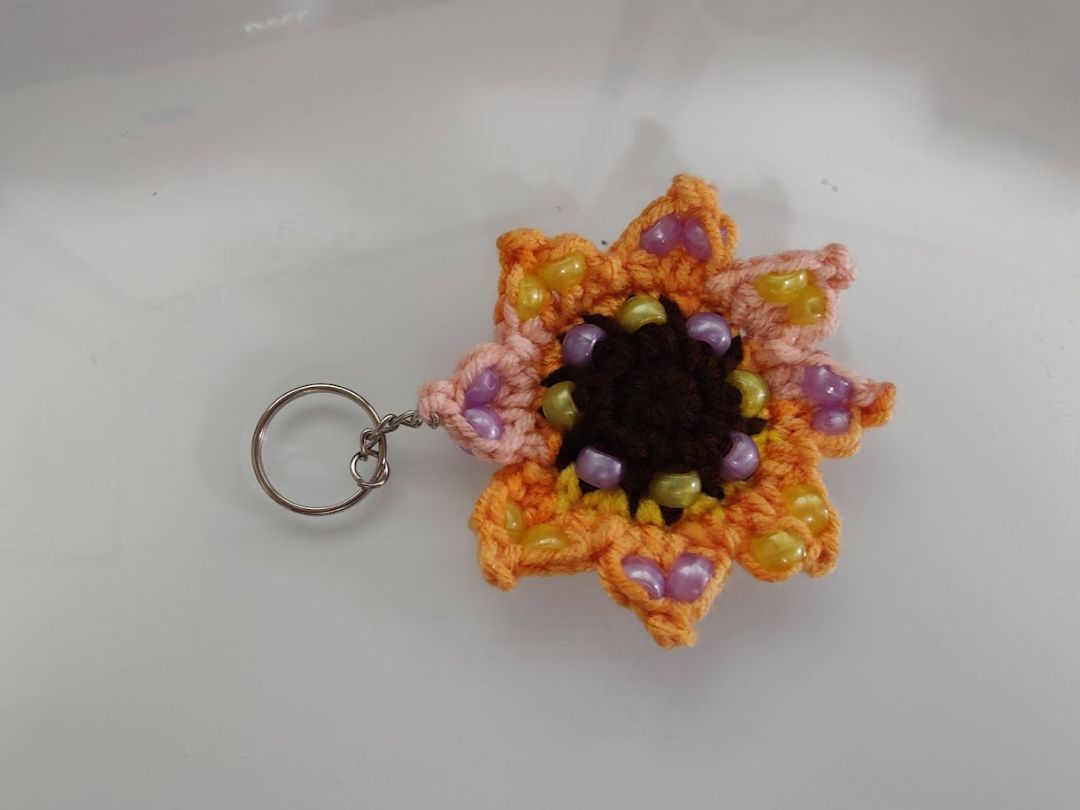 Orange Sunflower Key Chain