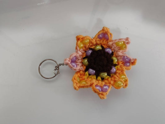 Orange Sunflower Key Chain
