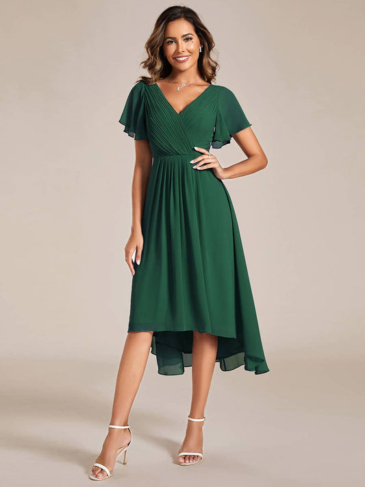 Pleated Ruffles Chiffon Wedding Guest Dresses