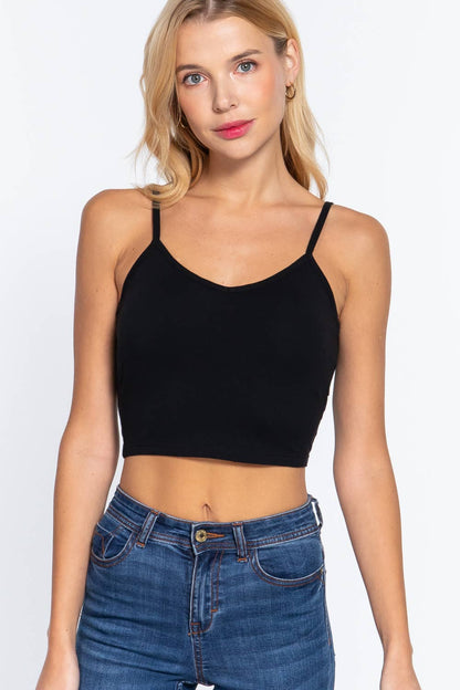 .SI-22532 FITTED REMOVABLE BRA CUP CROP CAMI