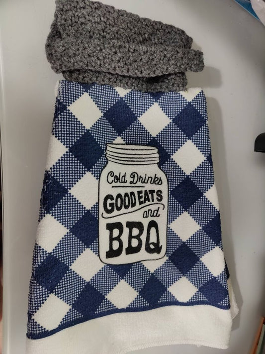 Blue  Kitchen Towel W/Topper