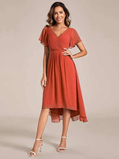 Pleated Ruffles Chiffon Wedding Guest Dresses