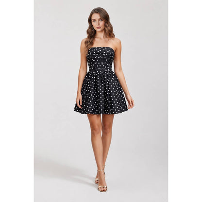 POLKA DOT CORSET A LINE MINI DRESS LACE UP BACK