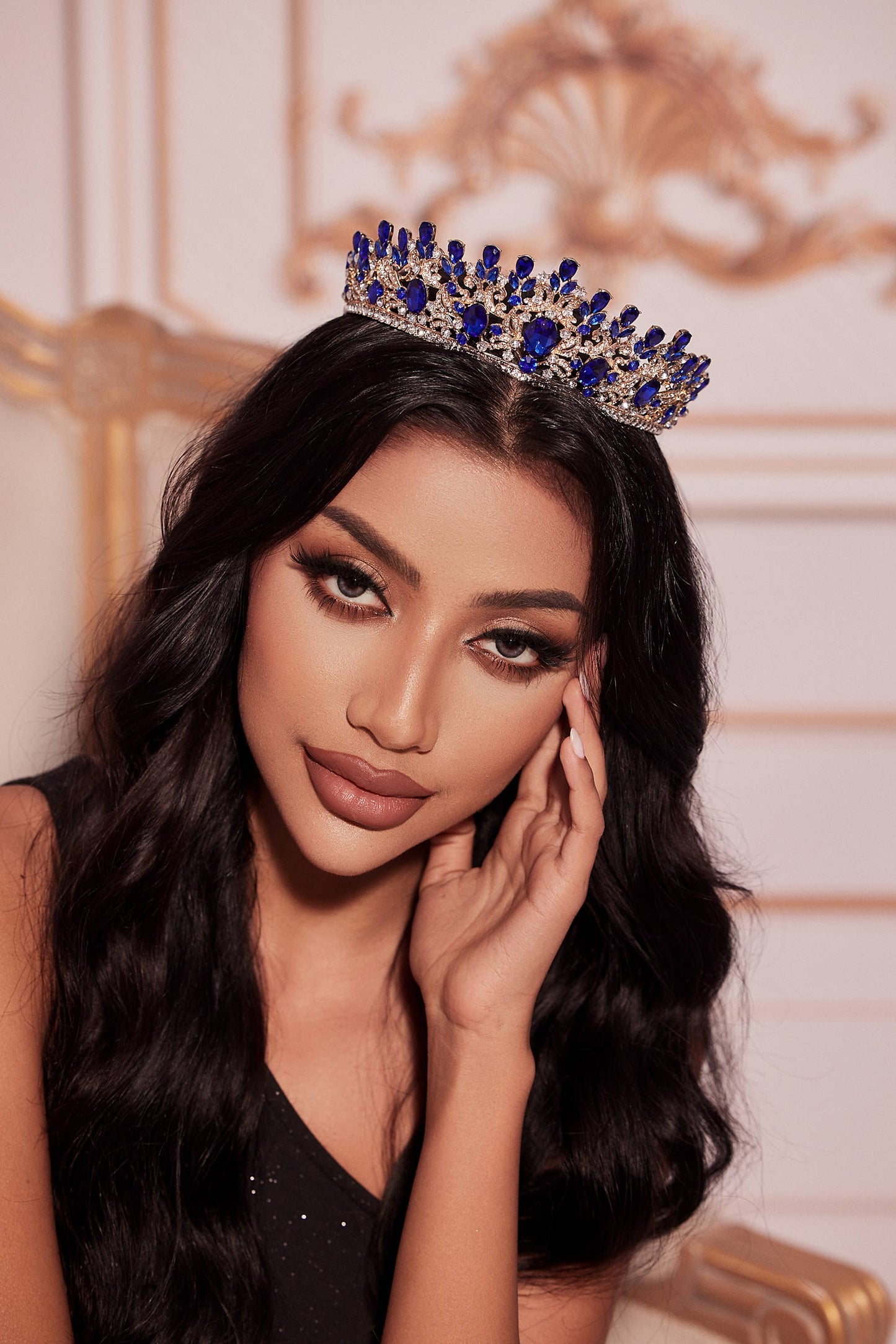 SWEETV costume crystal crowns: Blue