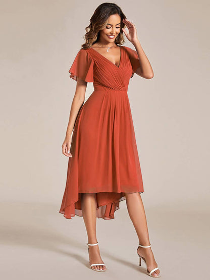 Pleated Ruffles Chiffon Wedding Guest Dresses