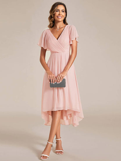 Pleated Ruffles Chiffon Wedding Guest Dresses