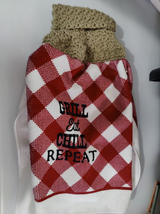 Red  Kitchen Towel W/Topper