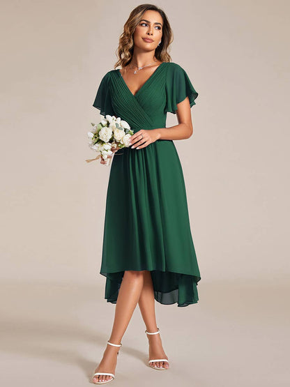 Pleated Ruffles Chiffon Wedding Guest Dresses