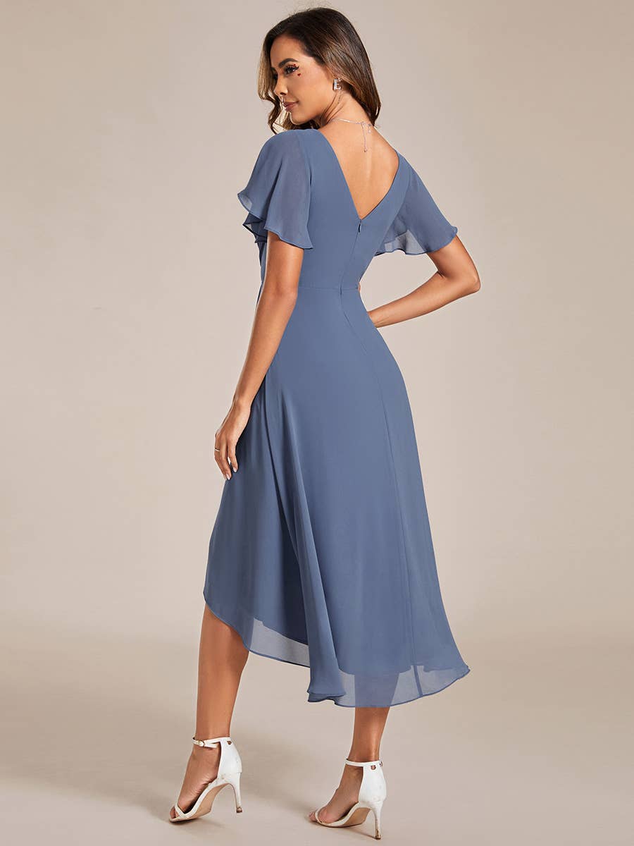 Pleated Ruffles Chiffon Wedding Guest Dresses