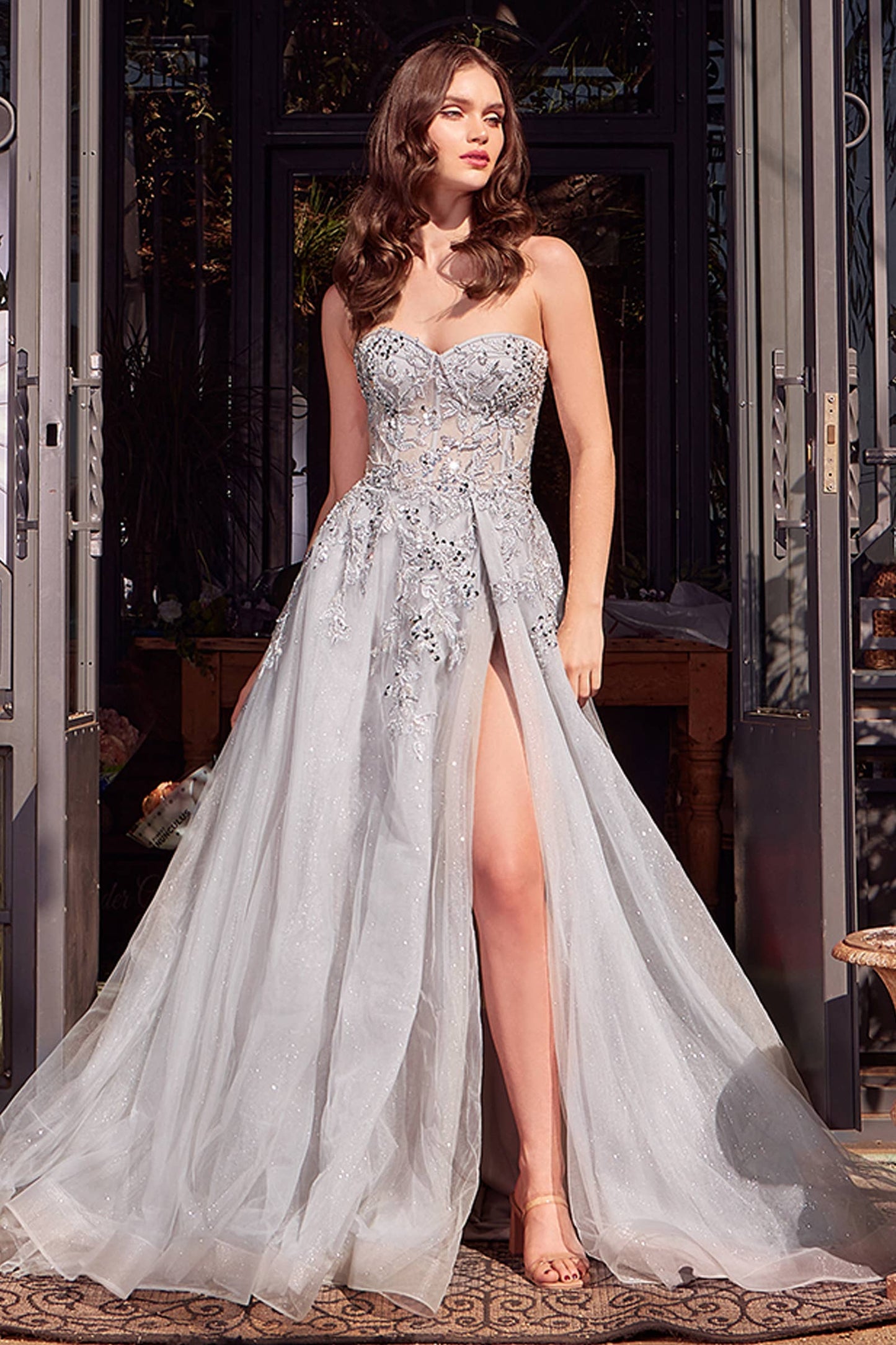 STRAPLESS CORSET EMBELLISHED BALL GOWN