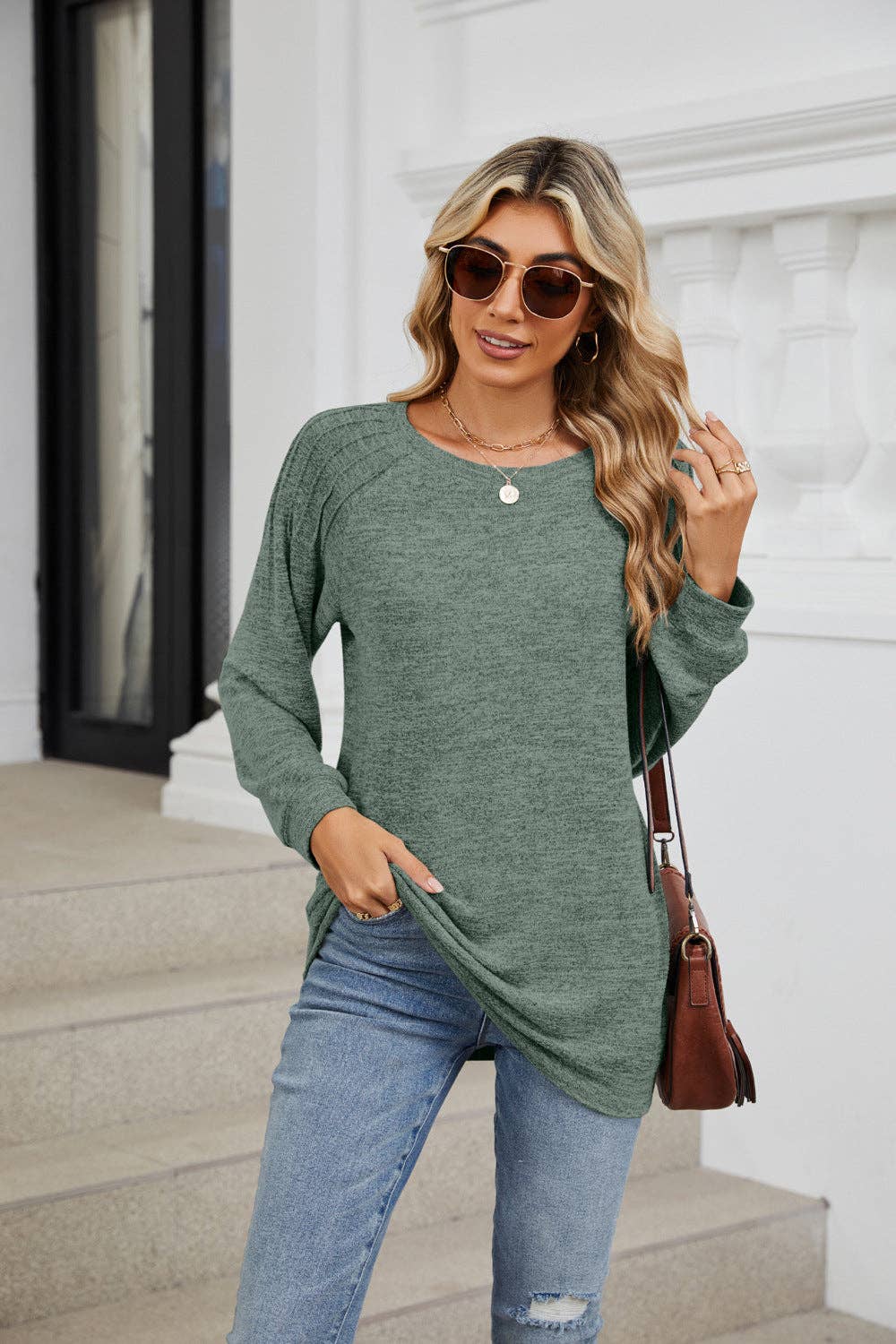 Solid Loose Long-sleeve