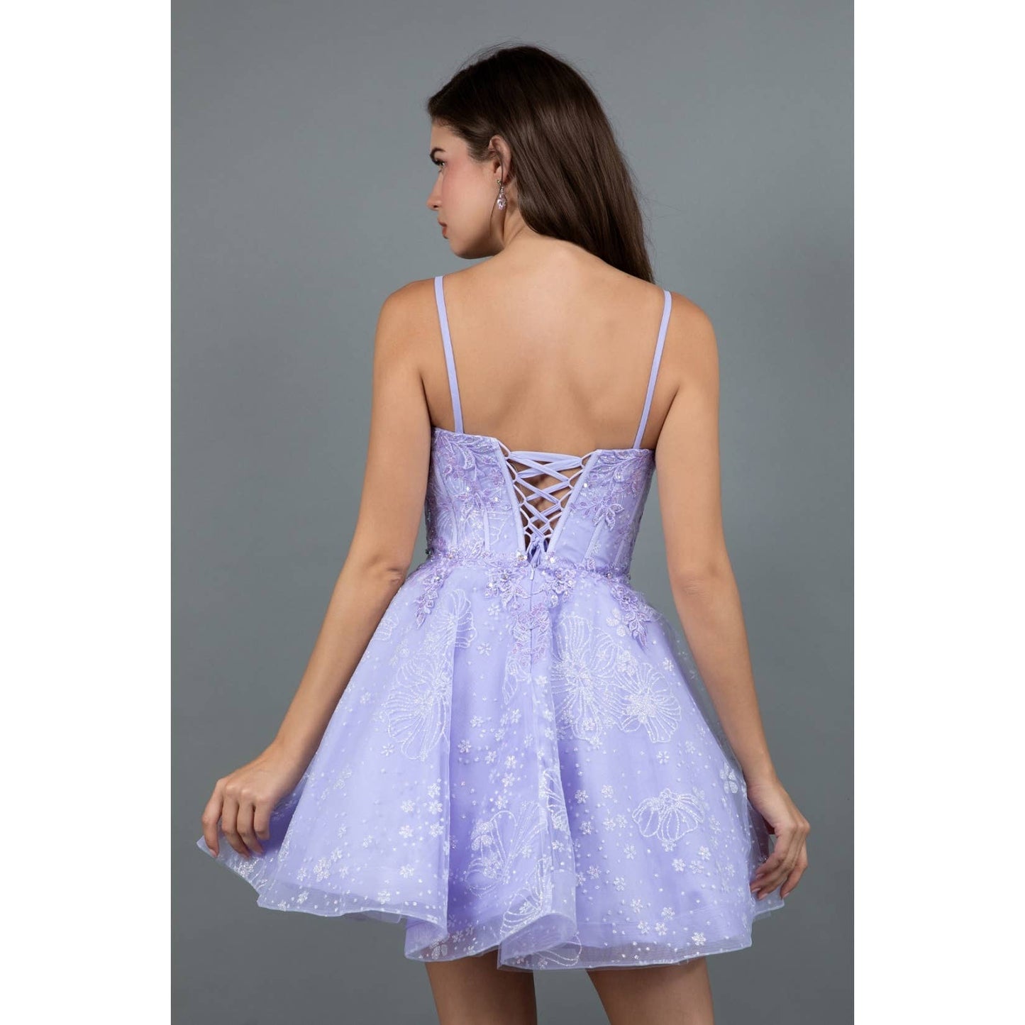 Short Corset Dress With Floral Embroidery