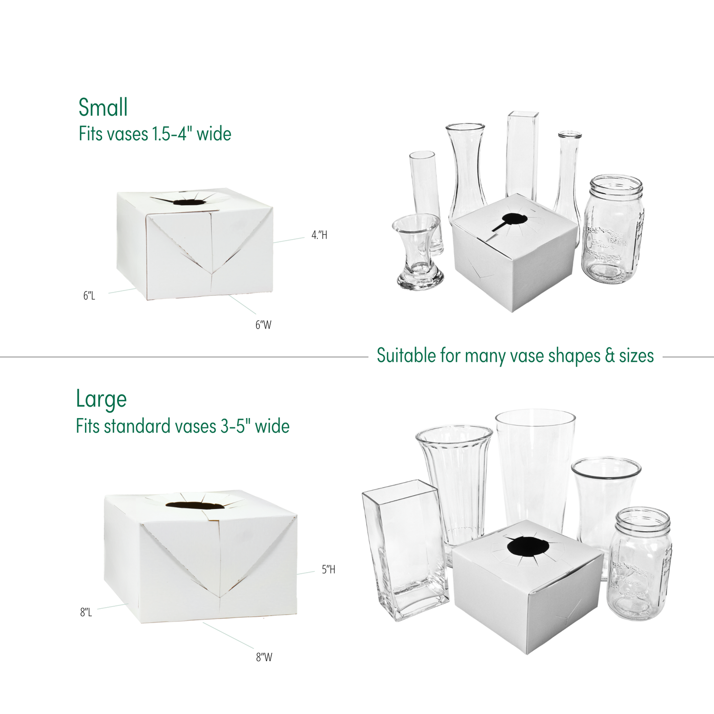 100PK | Quick Fold Floral Delivery Box for Vase Transport
