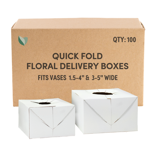 100PK | Quick Fold Floral Delivery Box for Vase Transport