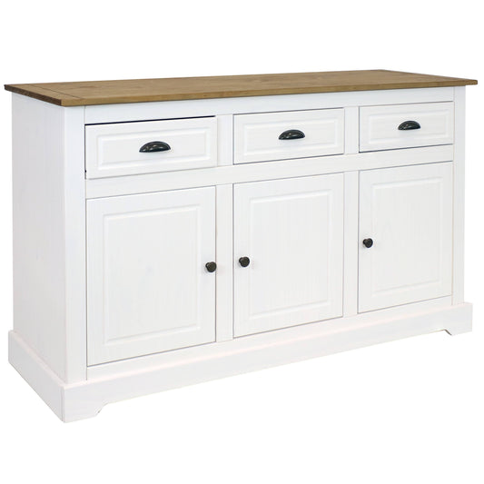 Solid Pine Sideboard with 3 Drawers and 3 Doors - White