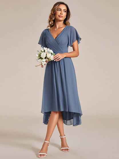 Pleated Ruffles Chiffon Wedding Guest Dresses